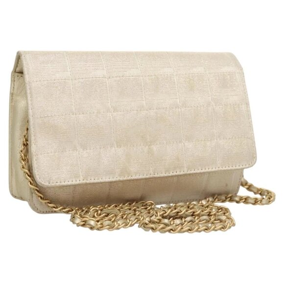 CHANEL New Travel Line Chain Wallet Nylon Gold CC Auth 119624 - Picture 1 of 16